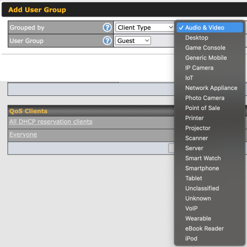 Utilizing Peplink QoS Bandwidth User Groups 18 Peplink QoS User Group Client Type