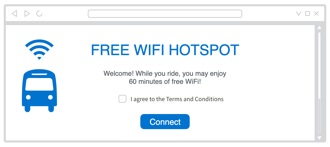 Captive Portals: Enhancing WiFi for Transit and Retail Environments 2 Sample Captive Portal splash page