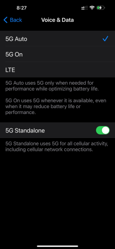 T-Mobile Users Should Enable 5G Standalone for Best Connection Results 6 iPhone 5G Standalone setting 2