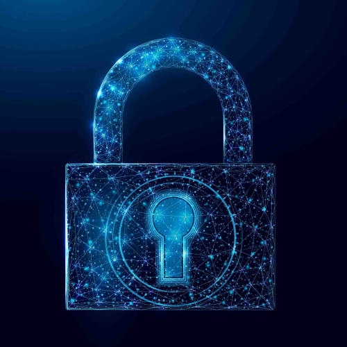 padlock on dark blue background